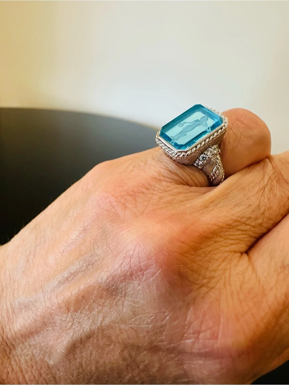 Judith Ripka Luxury Vintage Retro Designer Couture Authentic Formal Cameo Ring
